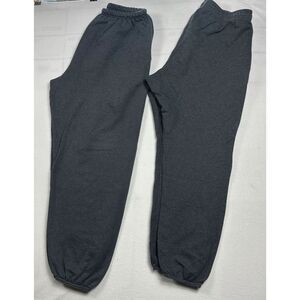 HANES 2 Pcs Men's XL (40-42) Gray Long Sweatpants Side Pockets Elastic Waist